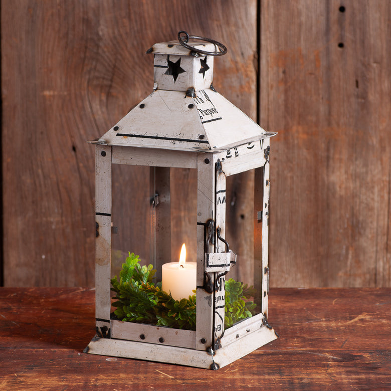 Rustic Recycled Iron Square Candle Lantern