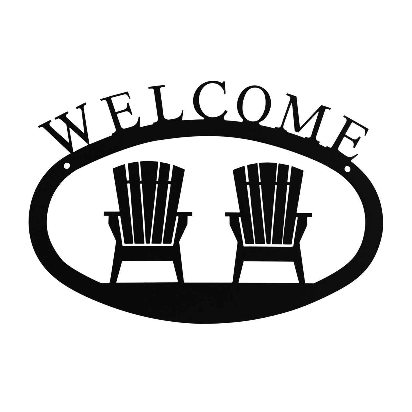 Adirondacks Welcome Sign with rustic farmhouse design, featuring handcrafted details, displayed on a wooden wall.