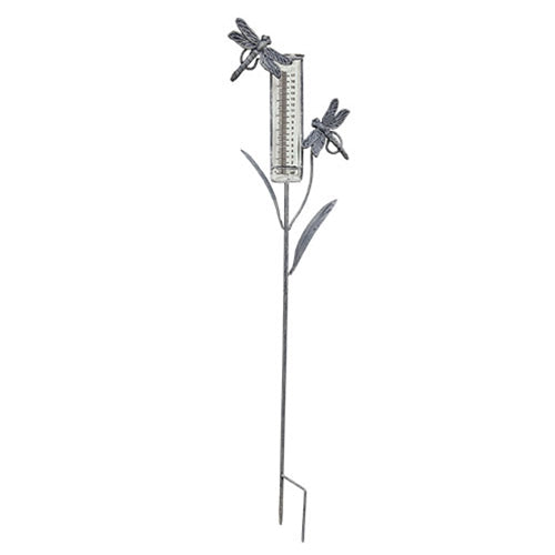 Assorted Distressed Metal Garden Springtime Rain Gauge Yard Stake