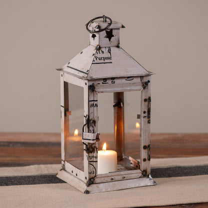 Rustic Recycled Iron Square Candle Lantern