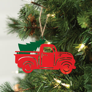 Red Truck with Tree Ornament - Box of 4 - Countryside Home Decor