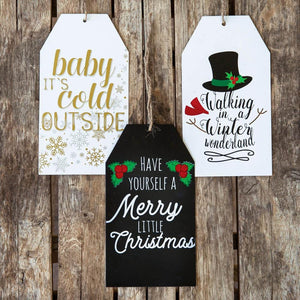 Set of Three Holiday Script Tags - Countryside Home Decor