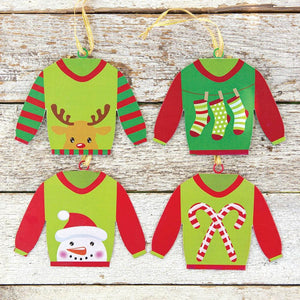 Set of Four Holiday Sweater Ornaments - Countryside Home Decor