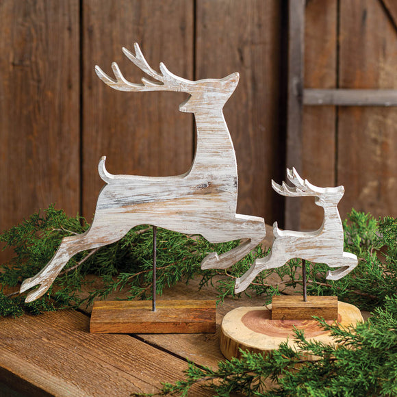Set of Two Wooden Reindeer - Countryside Home Decor