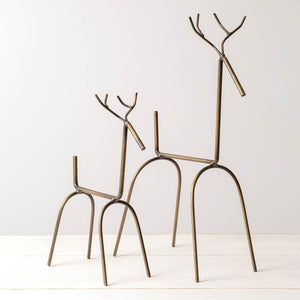 Set of Two Modern Reindeer - Antique Brass - Countryside Home Decor