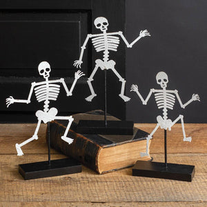 Set of Three Skeletons with Wooden Base - Countryside Home Decor