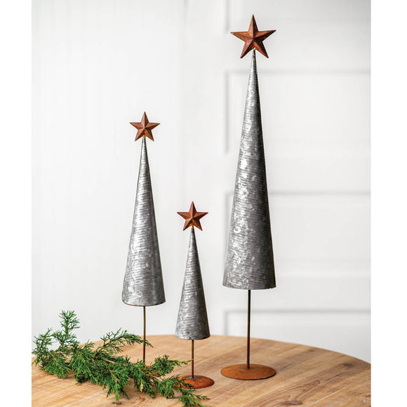 Set of Three Cone Shaped Trees - Countryside Home Decor