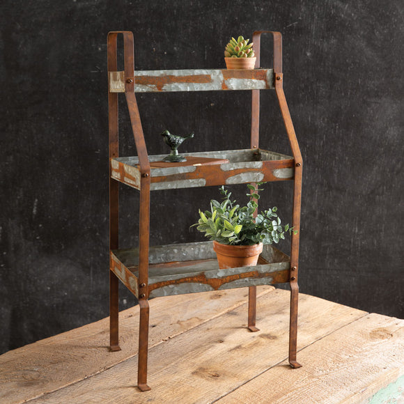 Three-Tier Rustic Standing Shelves - Countryside Home Decor