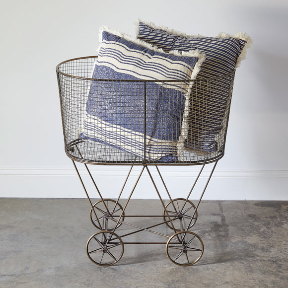 Vintage Rolling Laundry Basket - Countryside Home Decor