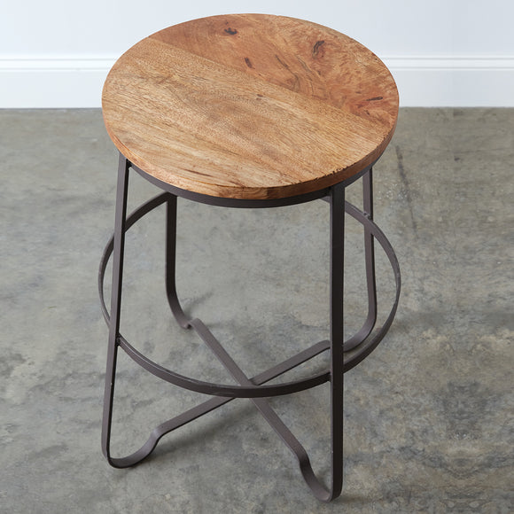 Industrial Wood Top Stool - Countryside Home Decor