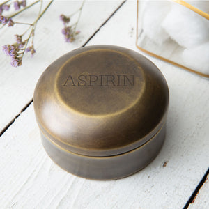 Antique Brass Aspirin Pill Box - Countryside Home Decor