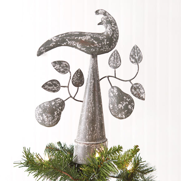 Partridge With Pears Christmas Tree Topper - Countryside Home Decor