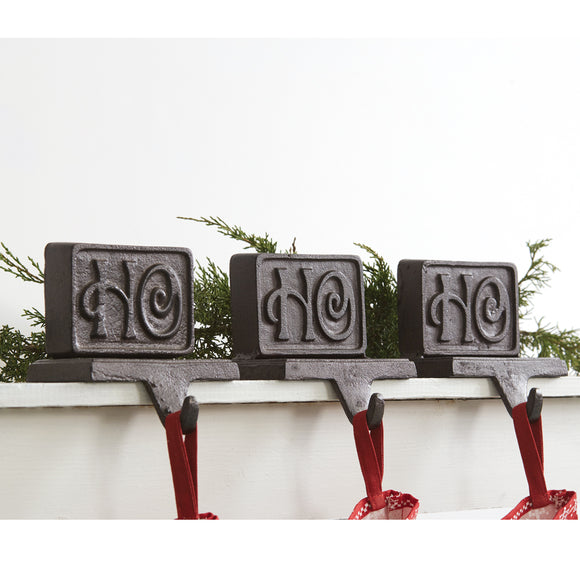 Set of Three Cast Iron Ho Ho Ho Stocking Holders - Countryside Home Decor
