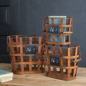 Set of Three Rustic Numbered Baskets - Countryside Home Decor
