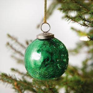 Crackled Glass Ball Ornament - Set of 4 - Box of 4 - Countryside Home Decor