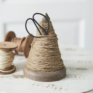 Spindle Twine Holder with Scissors - Countryside Home Decor