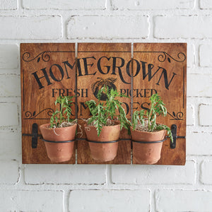 Homegrown Tomatoes Wall Sign with Clay Pots - Countryside Home Decor