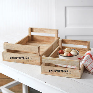 Set of Two Countryside Wood Trays - Countryside Home Decor