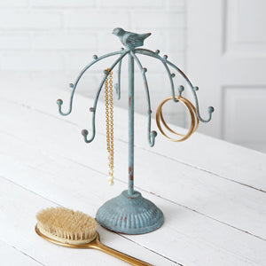 Verdigris Jewelry Display with Metal Songbird - Countryside Home Decor