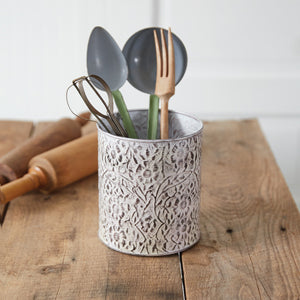 Wildflowers Stamped Metal Utensil Holder - Countryside Home Decor