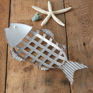 Hammered Metal Fish Basket - Countryside Home Decor