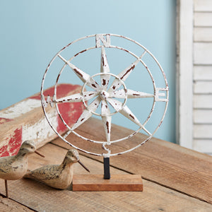 Distressed Tabletop Compass - Countryside Home Decor