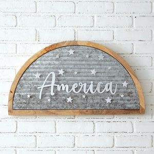 Galvanized America Arched Wall Sign - Countryside Home Decor