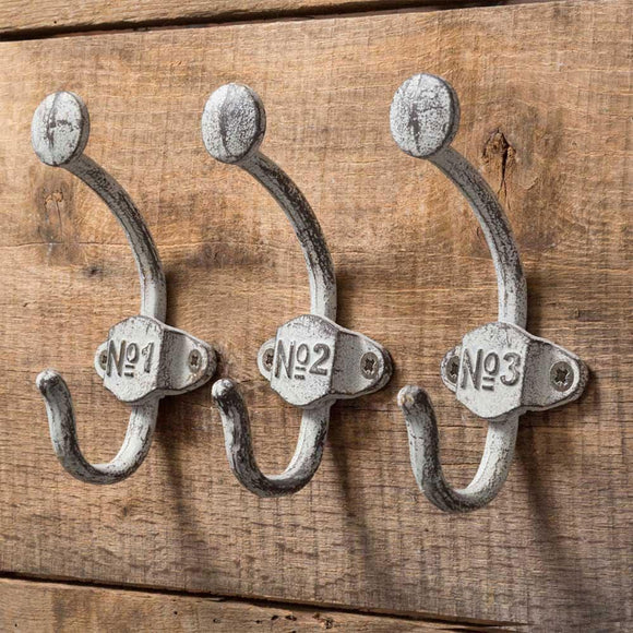 Set of Three Numbered Wall Hooks - Countryside Home Decor