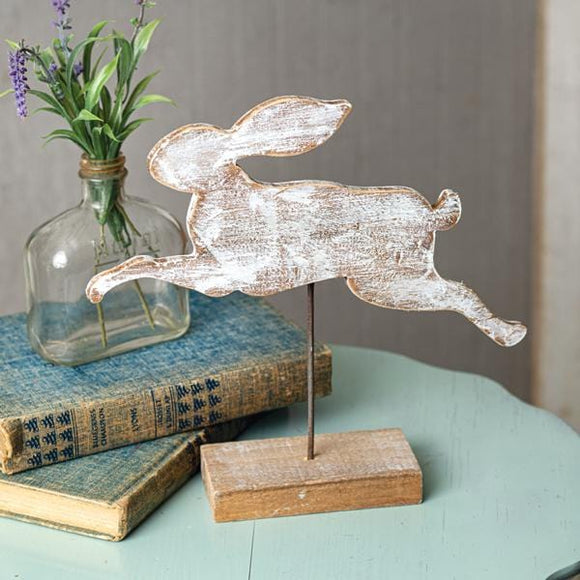 Wooden Rabbit Cut Out with Base - Countryside Home Decor