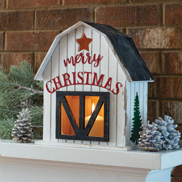 Wooden Holiday Barn Lantern - Countryside Home Decor
