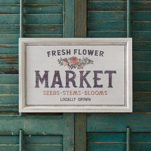 Locally Grown Flower Market Framed Sign - Countryside Home Decor