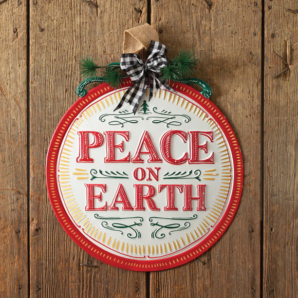 Peace On Earth Metal Ornament Sign - Countryside Home Decor