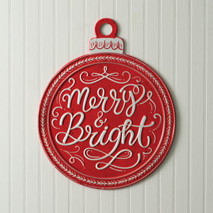 Merry & Bright Metal Ornament Sign - Countryside Home Decor