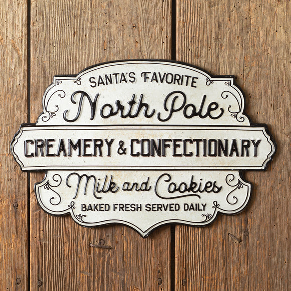 North Pole Creamery & Confectionary Metal Wall Sign - Countryside Home Decor