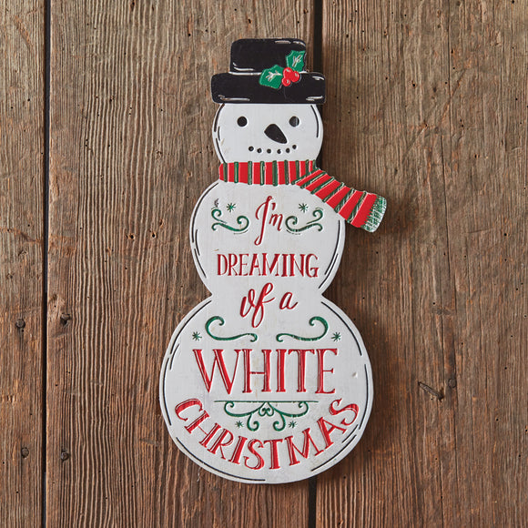 Dreaming of a White Christmas Snowman Wall Sign - Countryside Home Decor