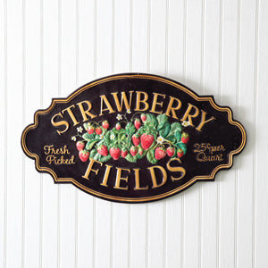 Strawberry Fields Metal Sign - Countryside Home Decor