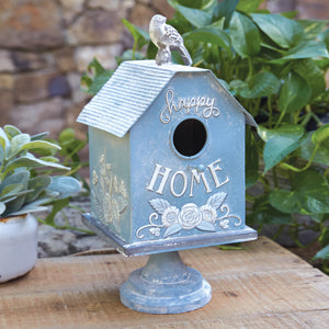 Happy Home Metal Pedestal Birdhouse - Countryside Home Decor