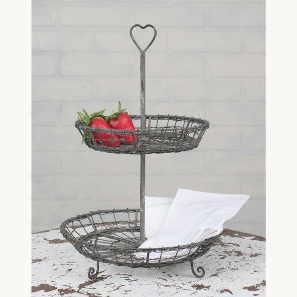 Wire Heart Two-Tier Serving Stand - Countryside Home Decor
