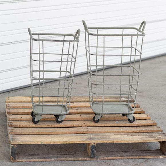 Set of Two Heavy Duty Rolling Storage Baskets - Countryside Home Decor