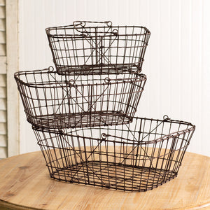 Set of 3 Matilda Wire Baskets - Countryside Home Decor