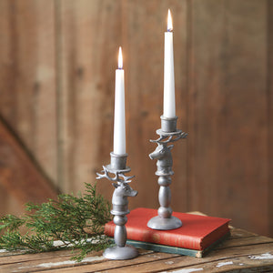 Set of Two Reindeer Taper Candle Holders - Countryside Home Decor