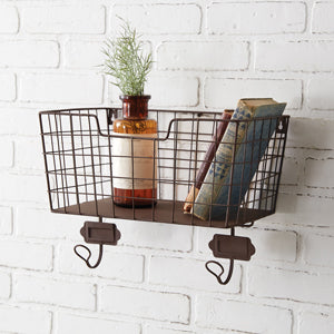 Rustic Mail Organizer with Two Hooks - Countryside Home Decor