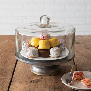 Small Traditional Dessert Cloche with Stand - Countryside Home Decor