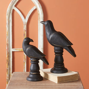 Set of Two Tabletop Raven Statues - Countryside Home Decor