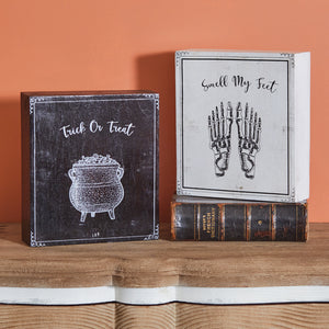 Set of Trick-or-Treat Smell My Feet Wood Box Signs - Countryside Home Decor