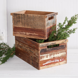 Set of Two Reclaimed Wood Crates - Countryside Home Decor