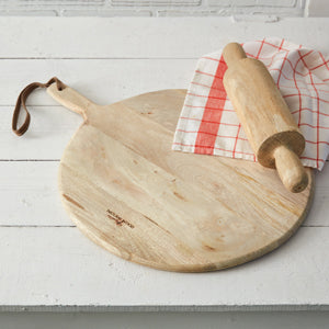 Large Round Cutting Board with Leather Strap - Countryside Home Decor
