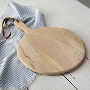 Small Round Cutting Board with Leather Strap - Countryside Home Decor