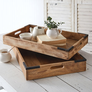 Set of Two Coffee Table Trays - Countryside Home Decor