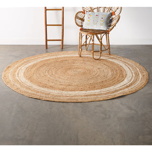 Natural and Ivory Round Jute Rug - Countryside Home Decor